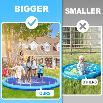 Thicken 118'' Giant Splash Pad, Non-Slip Splash Pad for Kids and Dogs, Toddler Sprinkler Pool & Splash Play Mat, Summer Outside