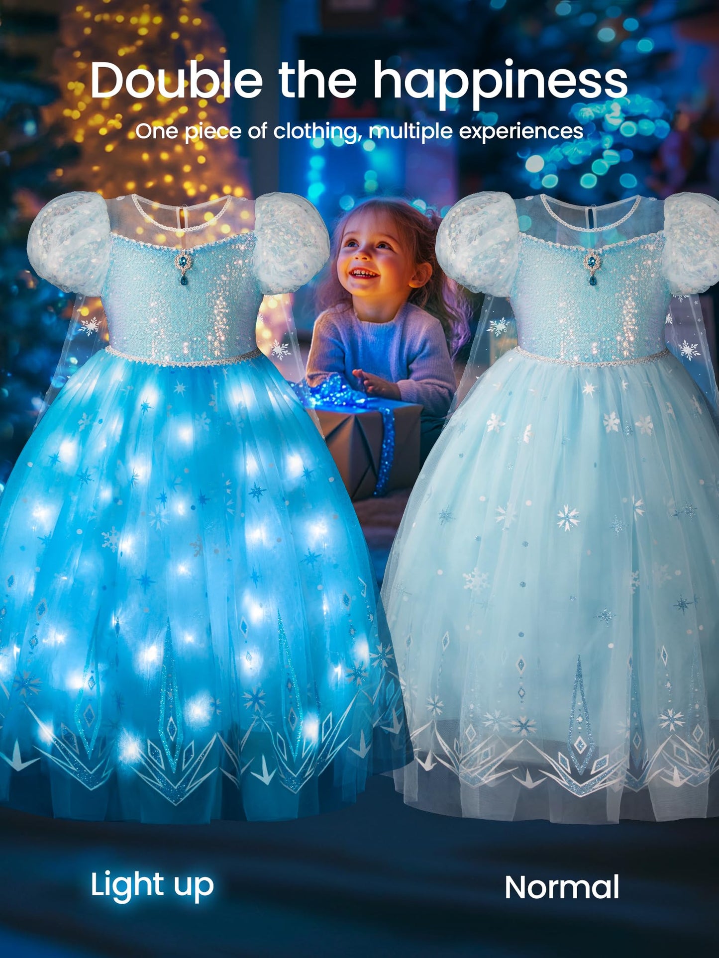 Uporpor Princess Dresses For Girls Toddler Princess Costume Dress Up Clothes For Girls Halloween Costume With Cape For Christmas, Birthday, Party, Led Light No Assembly Needed, 120