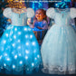 Uporpor Princess Dresses For Girls Toddler Princess Costume Dress Up Clothes For Girls Halloween Costume With Cape For Christmas, Birthday, Party, Led Light No Assembly Needed, 140