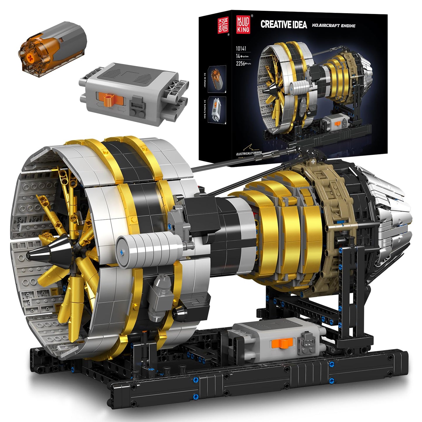 Mould King City Aircraft Engine Building Kit, Turbojet Engine Model That Runs, Mini Engine Build Kit For Adults With Battery, Mechanical Science Education Stem Toy(2256 Pcs)