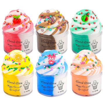 Kids Valentine'S Day Cloud Slime 6 Pack Boxed, Soft, Non-Sticky, Scented, Boys Girls Butter Slime Kit For 4-12 Year-Old Birthday Party Favor Gifts, Toy Slime Supplies For Kids Age 4 5 6 7 8 9 10 11 12