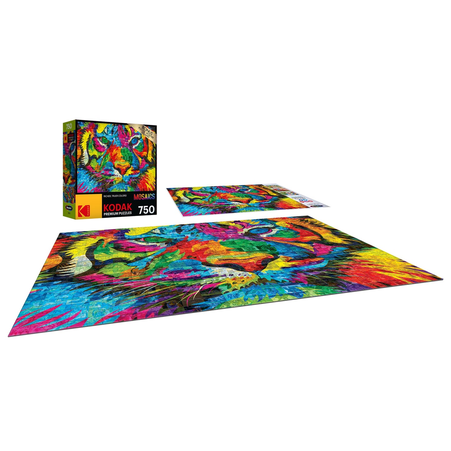 Roseart - Kodak Premium Mosaics - Rainbow Tiger - 750 Piece Jigsaw Puzzle For Adults
