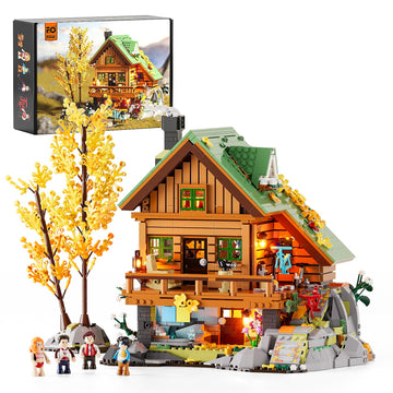 Funwhole Mountain-Cabin House Lighting Building-Bricks Set - Friends Mountain House And Treehouse Collection Led Light Building Set 2255 Pcs For Adults And Teen