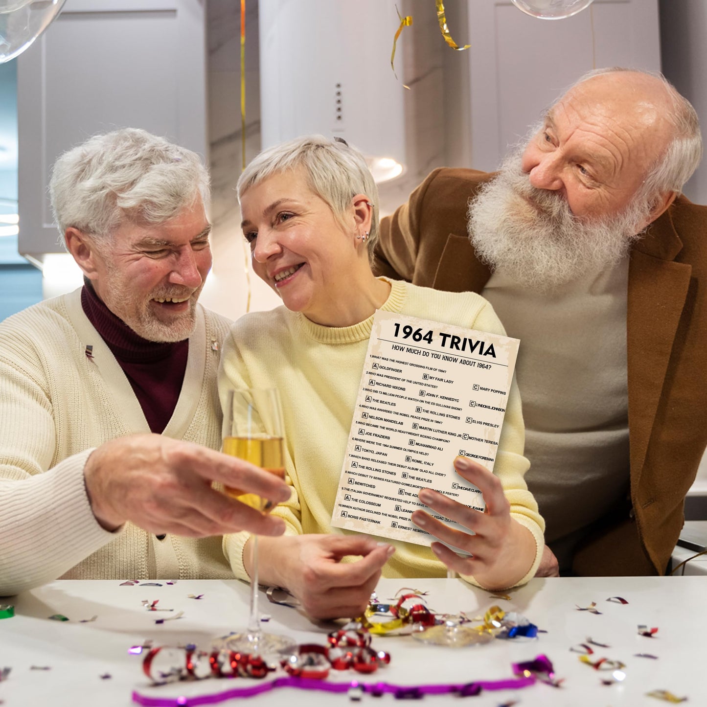 60Th Birthday Party Games, 1964 Trivia Games, Birthday Party Supplies For Adults, Fun 1964S Party Game,Pack Of 30 Cards