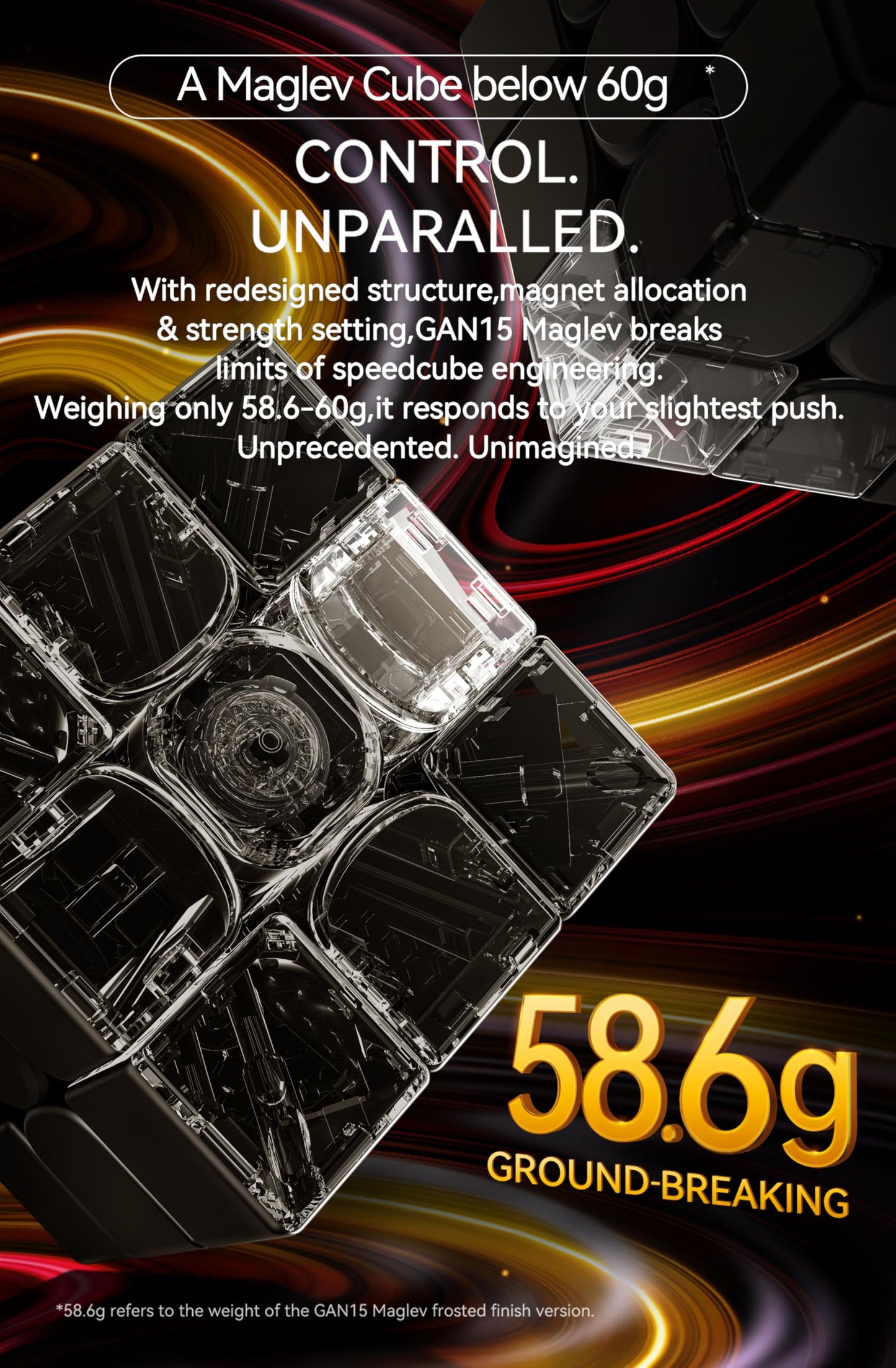 CuberShop GAN 15 MagLev 3x3 Speed Cube - UV Coated, Magnetic, Stable & Fast, Model: GAN15 UV