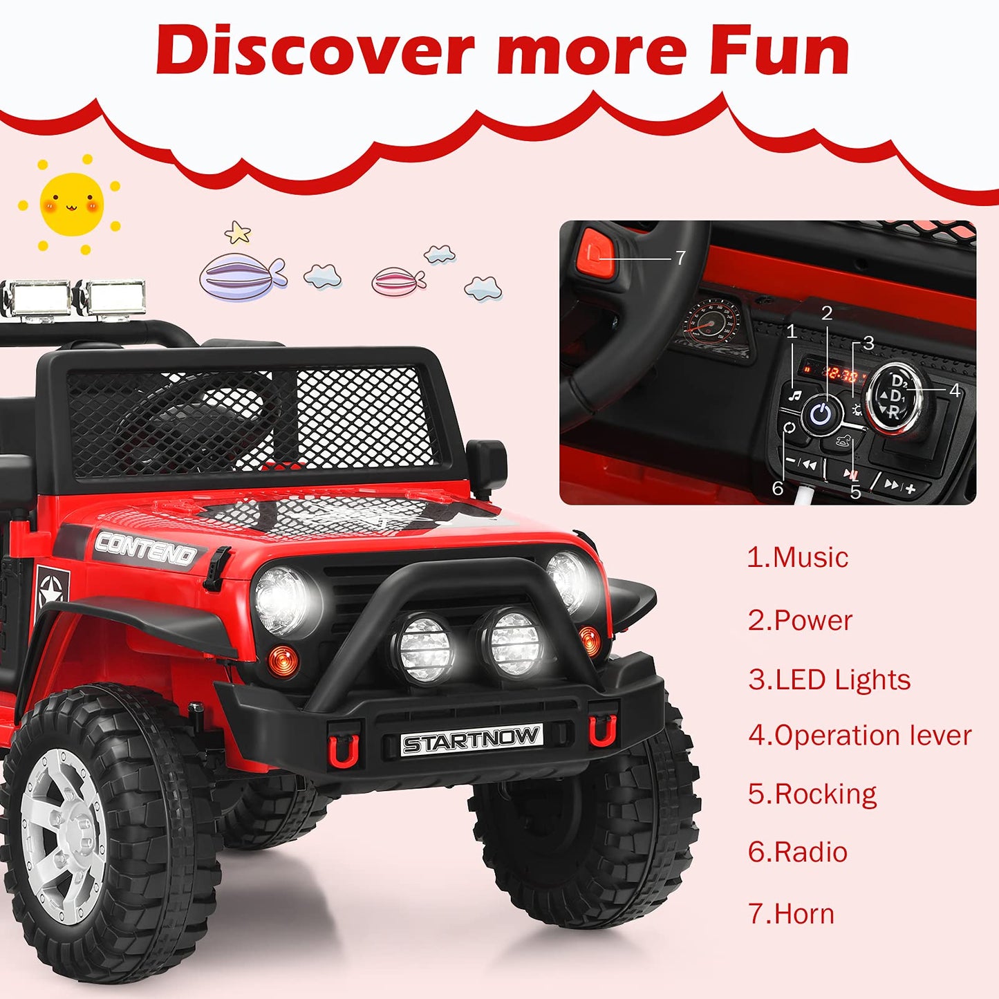 OLAKIDS Kids Ride on Truck, 12V 2 Seat Battery Powered Electric Toy Car with Parental Remote Control, 4 Wheels Toddler Vehicle w