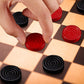 24 Pieces Wooden Checkers Pieces 1.06 Inch Checkers Board Game Pieces Stackable Ridge In Drawstring Storage Pouch, Red And Black