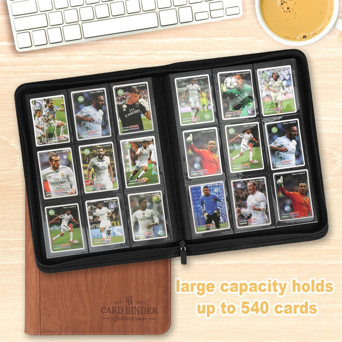 Foalgo 9 Pocket Card Binder  enhanced Zip Trading Card Binder  540 Double Sided Pocket PU Collection Binder  Collector Album  Card Folder for MTG  TCG  Sports Cards