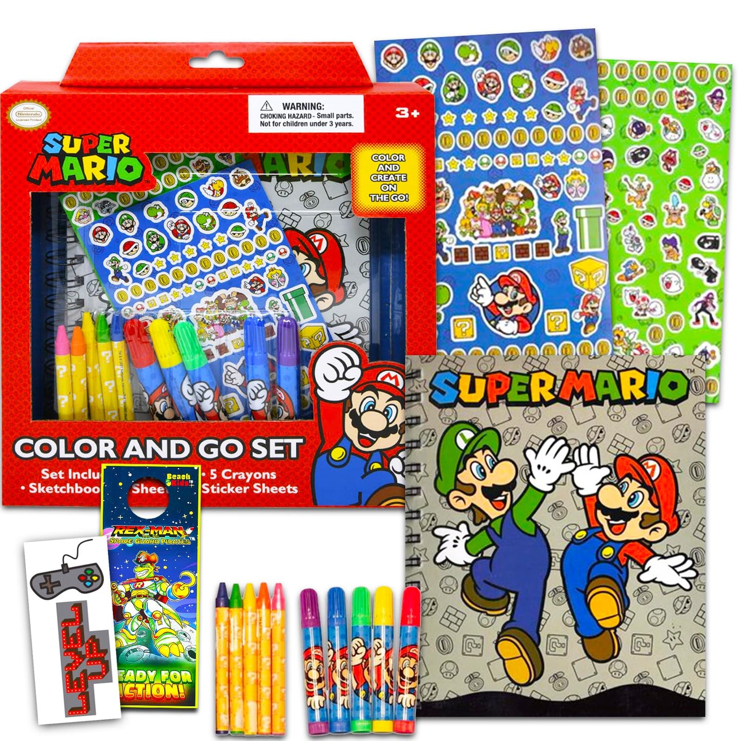 Nintendo Super Mario Sketchbook Set for Kids, Toddlers ~ 3 Pc Bundle With Mario Coloring Journal, Stickers, and More (Mario Draw
