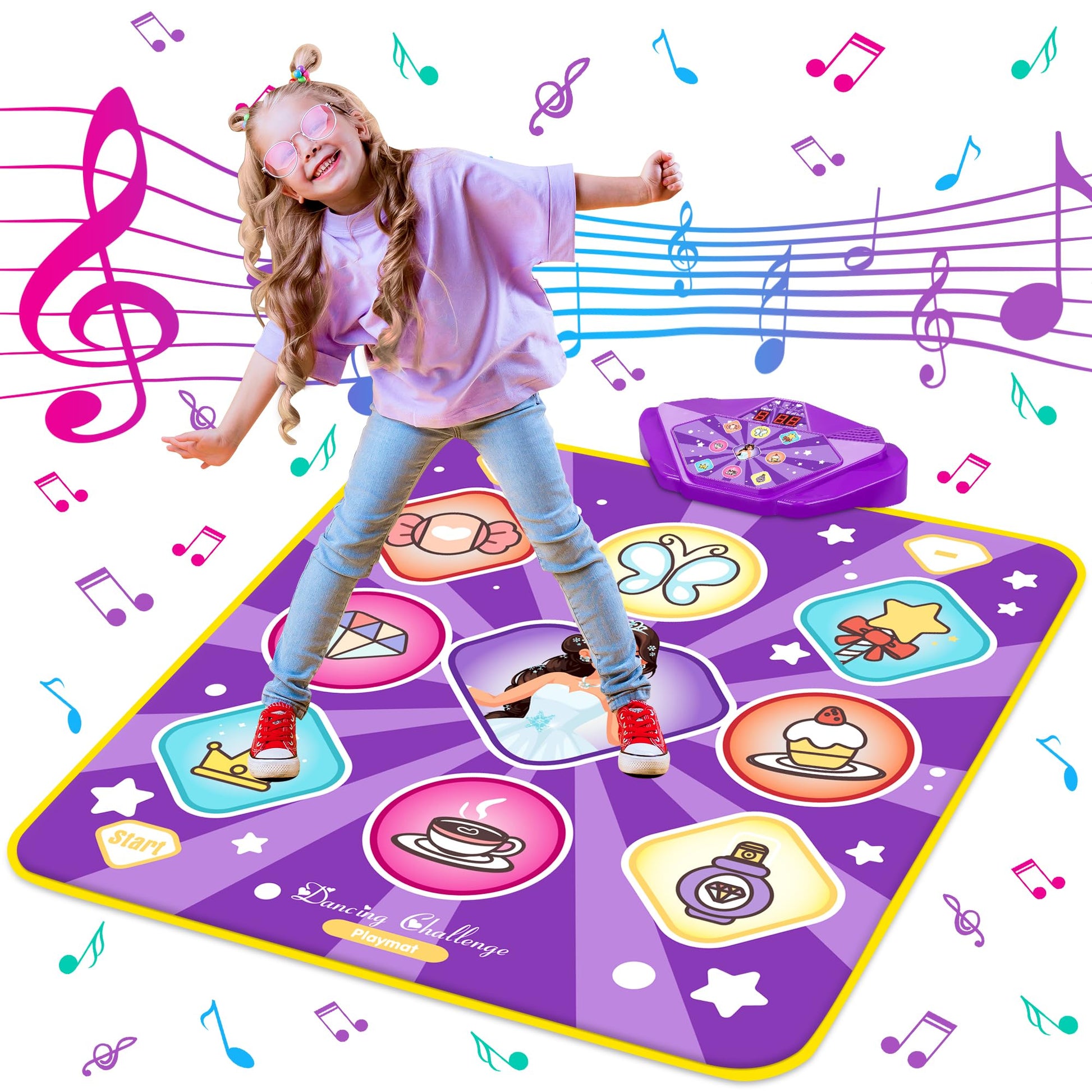 Dance Mat Toys for Kids  Purple Princess Electronic Dance Pad Game with 5 Gaming Modes  Dance Toys with LED Lights  Built-in Music  Ideas Christmas Birthday Gifts for 5+ Year Old Toddler Girls