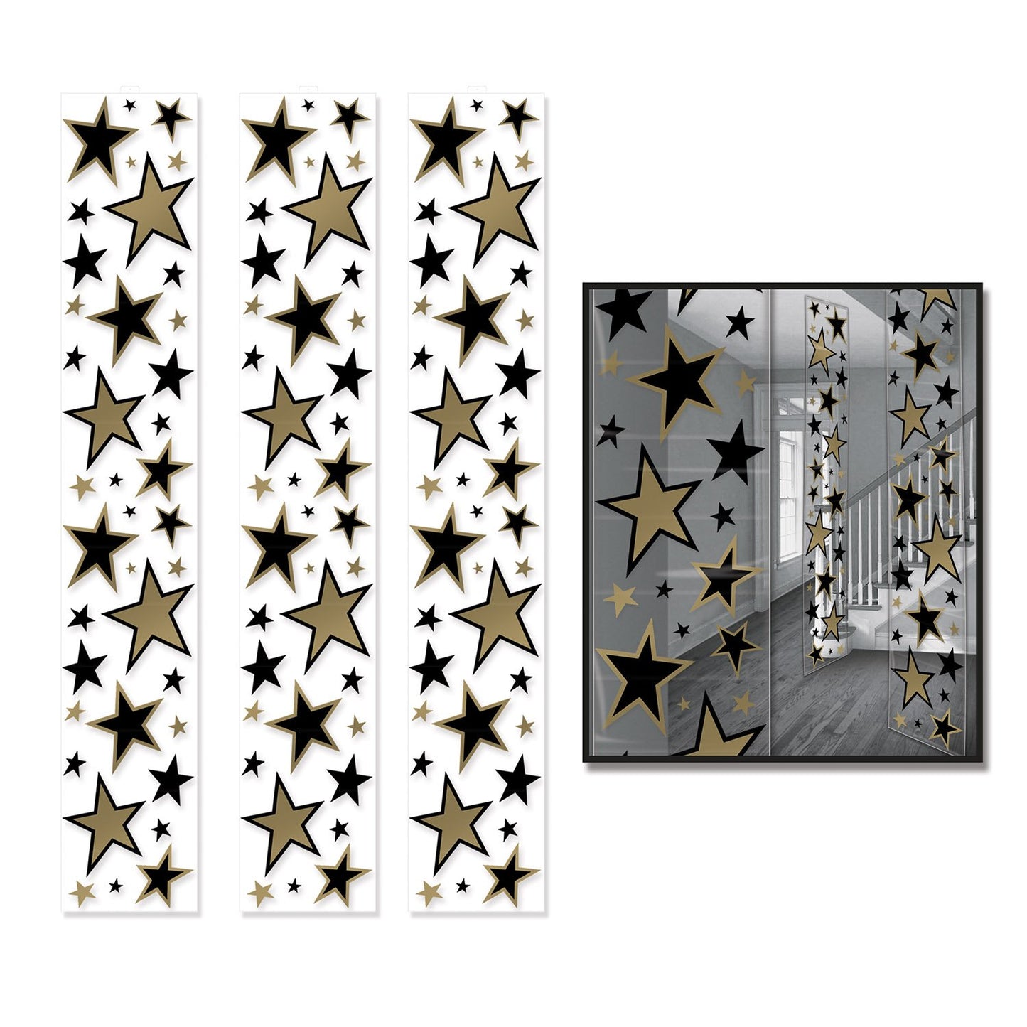 Beistle Black & Gold Star Party Panels
