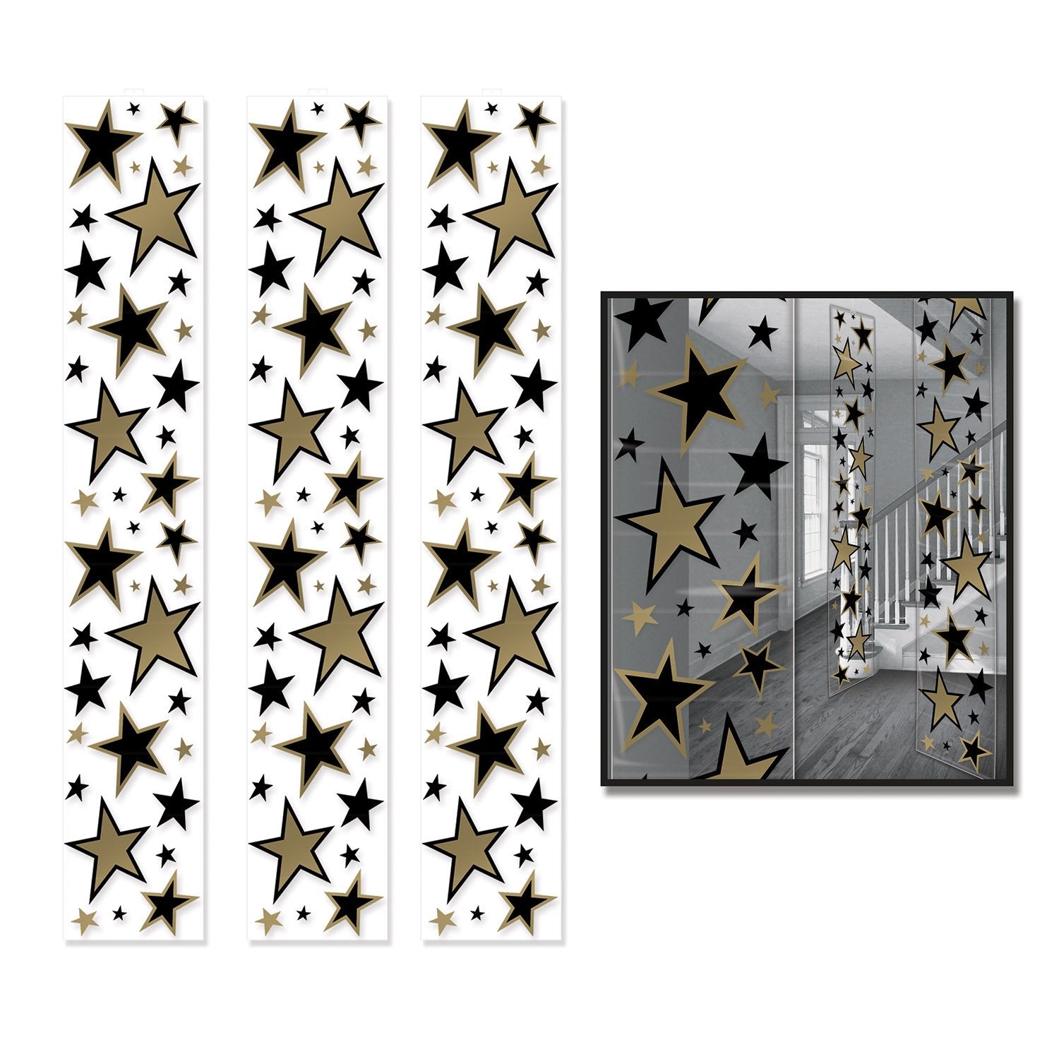Beistle Black & Gold Star Party Panels