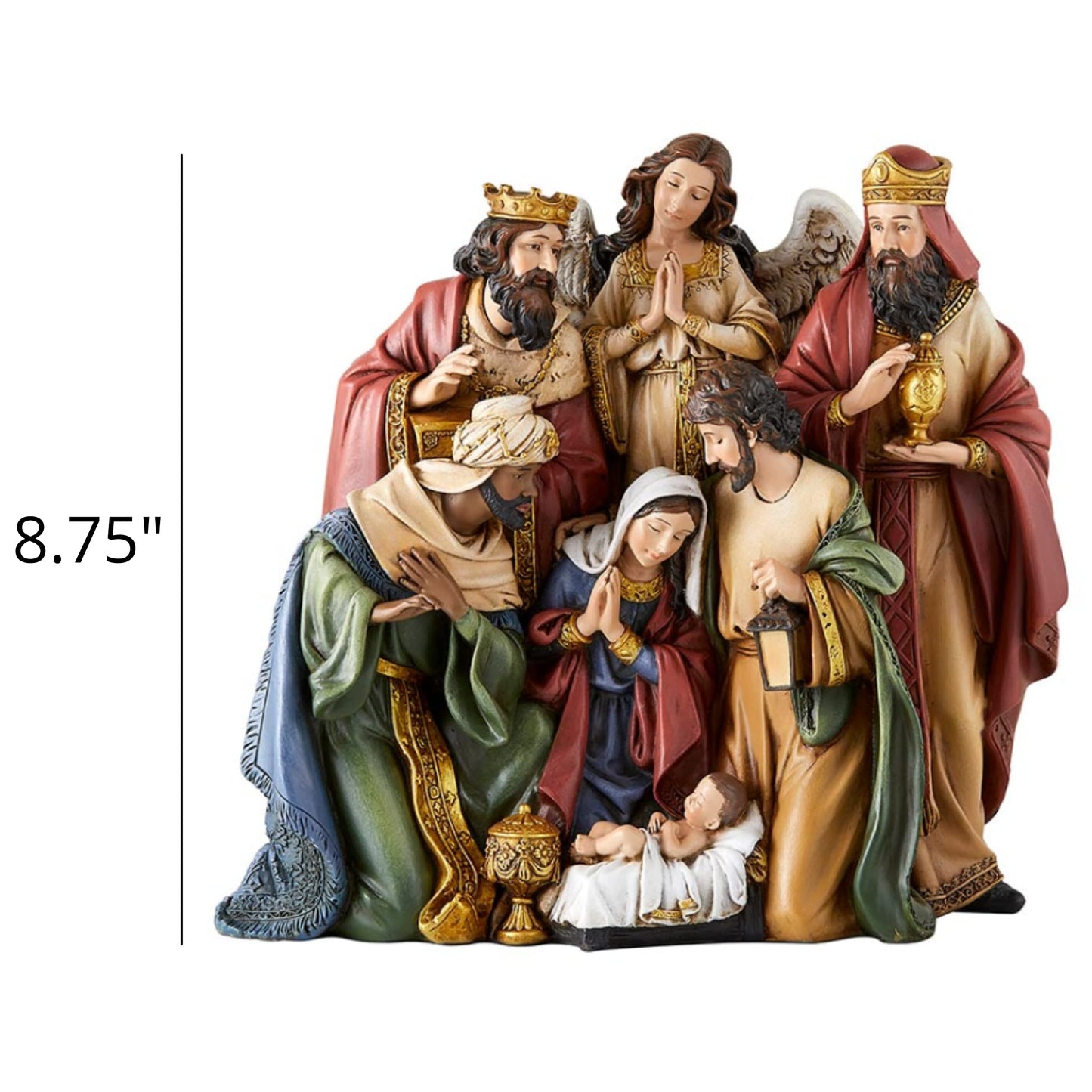 Avalon Gallery Christmas Nativity Sets Indoor Home Decor Figurine, Hand Sculpted Manger Scene Religious Christmas Table Top Decorations For Holidays, 8.75 Inches