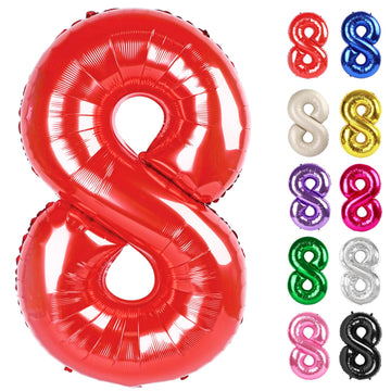 Red Number 8 Balloon 40 Inch, 8 Balloon Number, 8Th Birthday Decorations, Red Party Supplies For Boys Girls