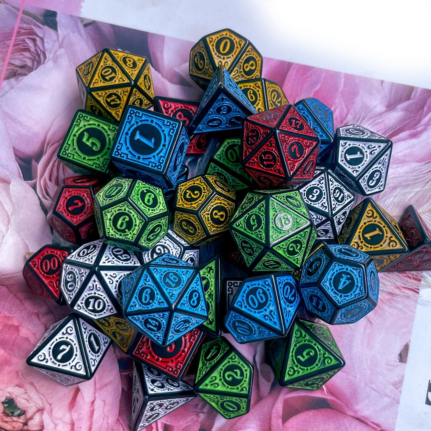 35Pieces DND Dice Set| Carving Dice Polyhedral Dice Set for Board Game