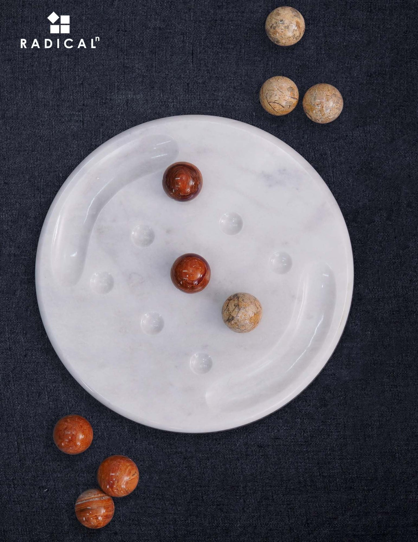 Radicaln Marble Tic Tac Toe 10 Inches Red and Coral Handmade Board Game for mature-themed and Family - Ideal Outdoor & Travel Game  Fun Gift for mature-themeds  Best for Coffee Table Centerpiece