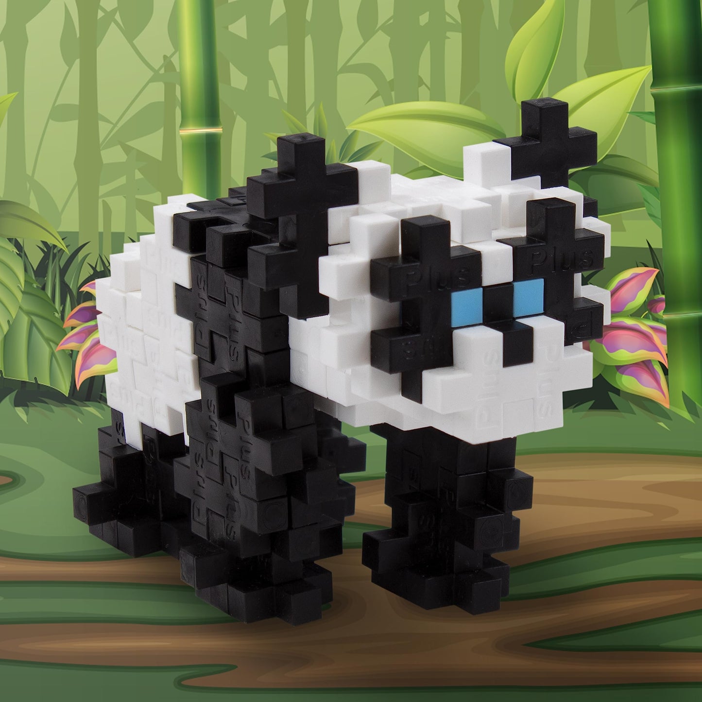 Plus Plus 3D Animal Figure Building Block Set, 70 Mini Interlocking Puzzle Pieces, Fun Stem Toys For Kids - Panda Maker Tube