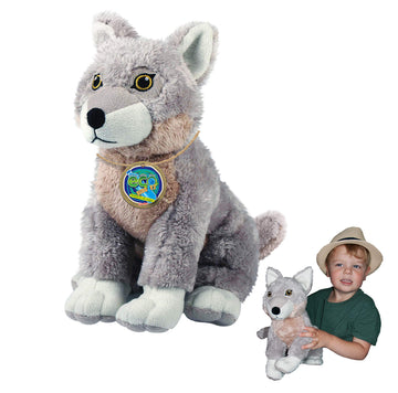Ecobuddiez - Wolf From Deluxebase. 12 Inch Wolf Plush Toy. Eco Friendly Child Safe Wolf Stuffed Animal Made From Recycled Plastic Bottles.