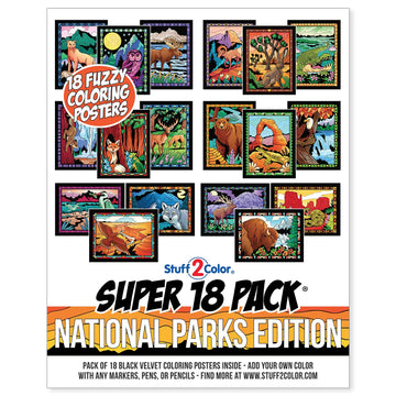 Super Pack of 18 Fuzzy Velvet Coloring Posters (National Parks Edition) - Great for Family Time, Arts & Crafts, Travel, At Home,