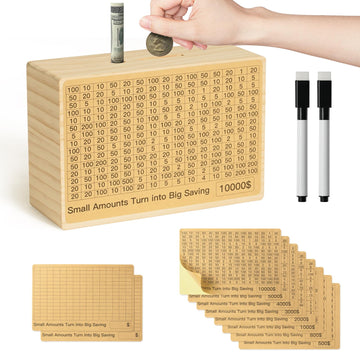 Bemaystar Money-Savings-Box:Cash Savings Box With $10000 $5000 $4000 $3000 $2000 $1000 $800 $500 Challenge Target, Piggy-Bank Fo