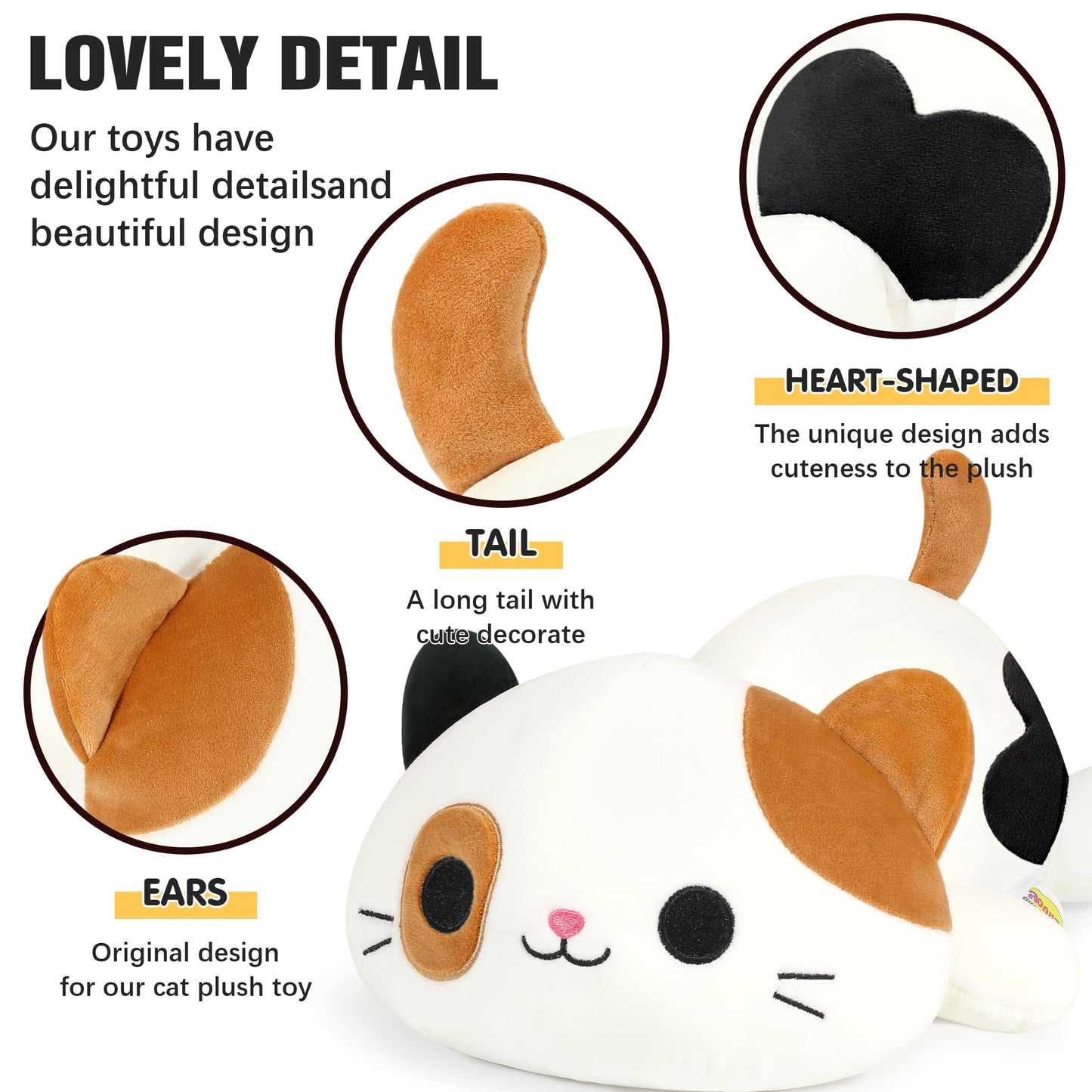 Onsoyours Original 9 Inch Cat Plush, Cute Calico Cat Stuffed Animal, Little Ultrasoft Kitten Plush Toy Kawaii Kitty Gift For Kid