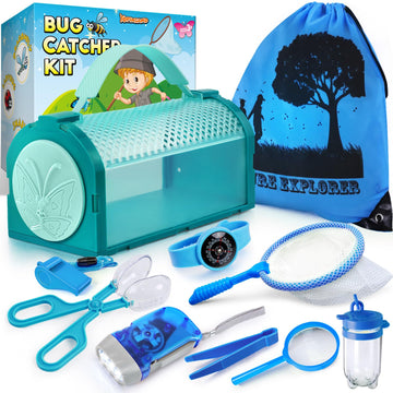 Yopinsand Bug Catcher Kit & Outdoor Explorer Kit For Kids, 11 Pcs Bug Catching Kit With Toy Cage, Backpack, Flashlight, Manifyin