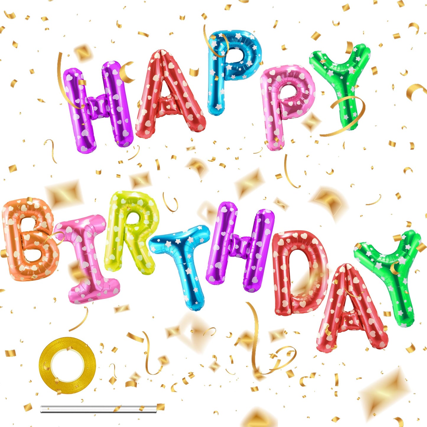 Canrevel Happy Birthday Banner 13Pcs 16 Inch Mylar Foil Letters Balloons Birthday Party Decorations For Kids And Adults - 3D Mul