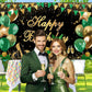 Avezano Green Happy Birthday Banner Green Gold Black Happy Birthday Backdrop Glitter Bday Party Decorations for Women 6 x 3.6 ft