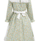Fortmac Prairie Dress Girls Pioneer Colonial Costume Floral 1800S Pilgrim Costume With Apron And Bonnet Green 7-8Y
