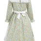 Fortmac Prairie Dress Girls Pioneer Colonial Costume Floral 1800S Pilgrim Costume With Apron And Bonnet Green 9-10Y