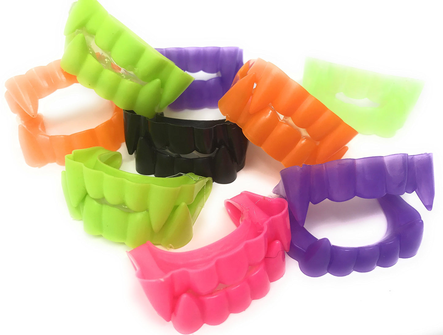 144 Bulk Vampire Teeth Halloween Fangs Assortment (Black, Purple, Green, Hot Pink, Orange, And Glow-In-The-Dark)