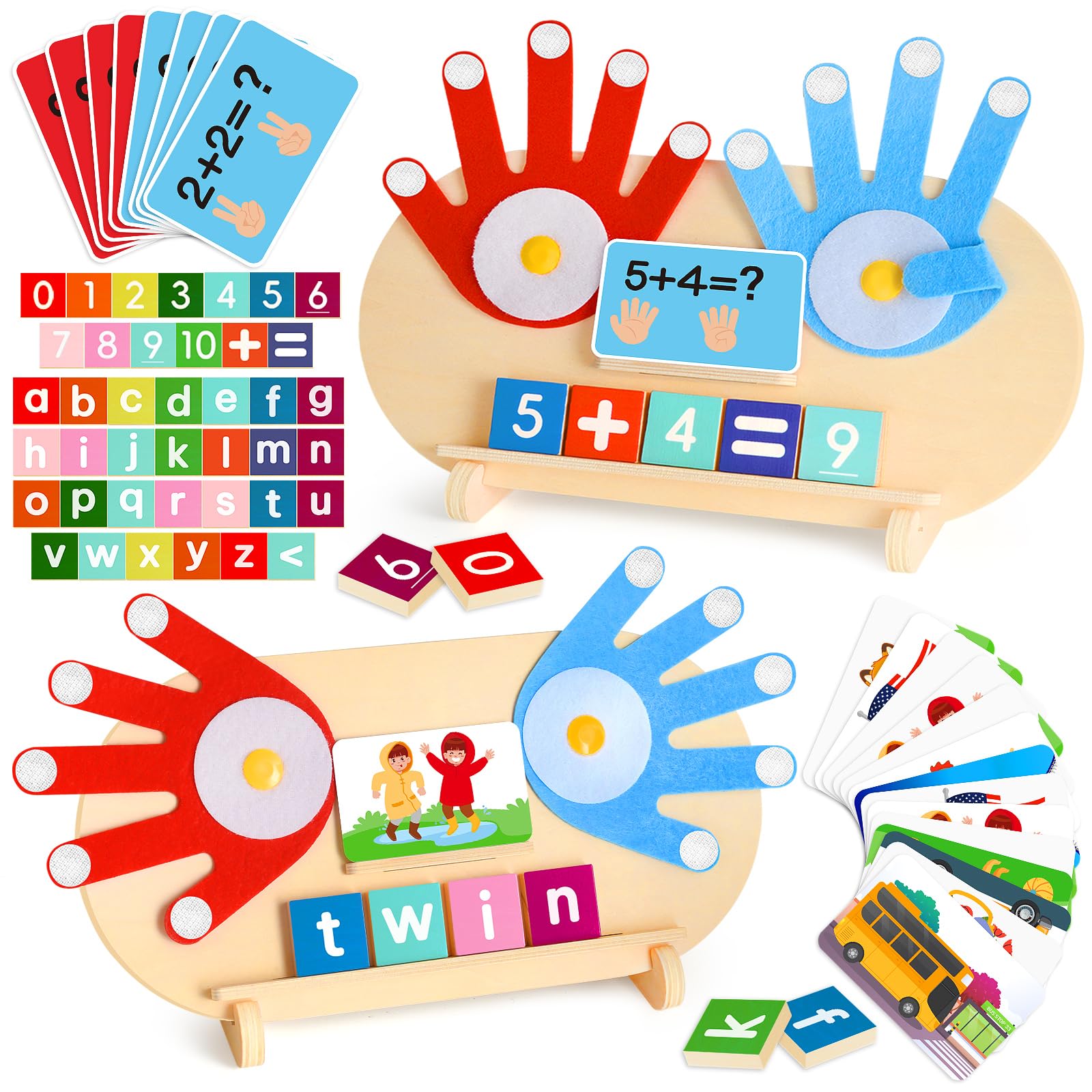 2 in 1 Wooden Montessori Toys for Kids - Number Counting Blocks & ABC Game Toys for 3-5  Preschool Educational Learning Toys for Toddlers 4-6  Birthday Christmas Stocking Stuffers Gifts for Boys Girls