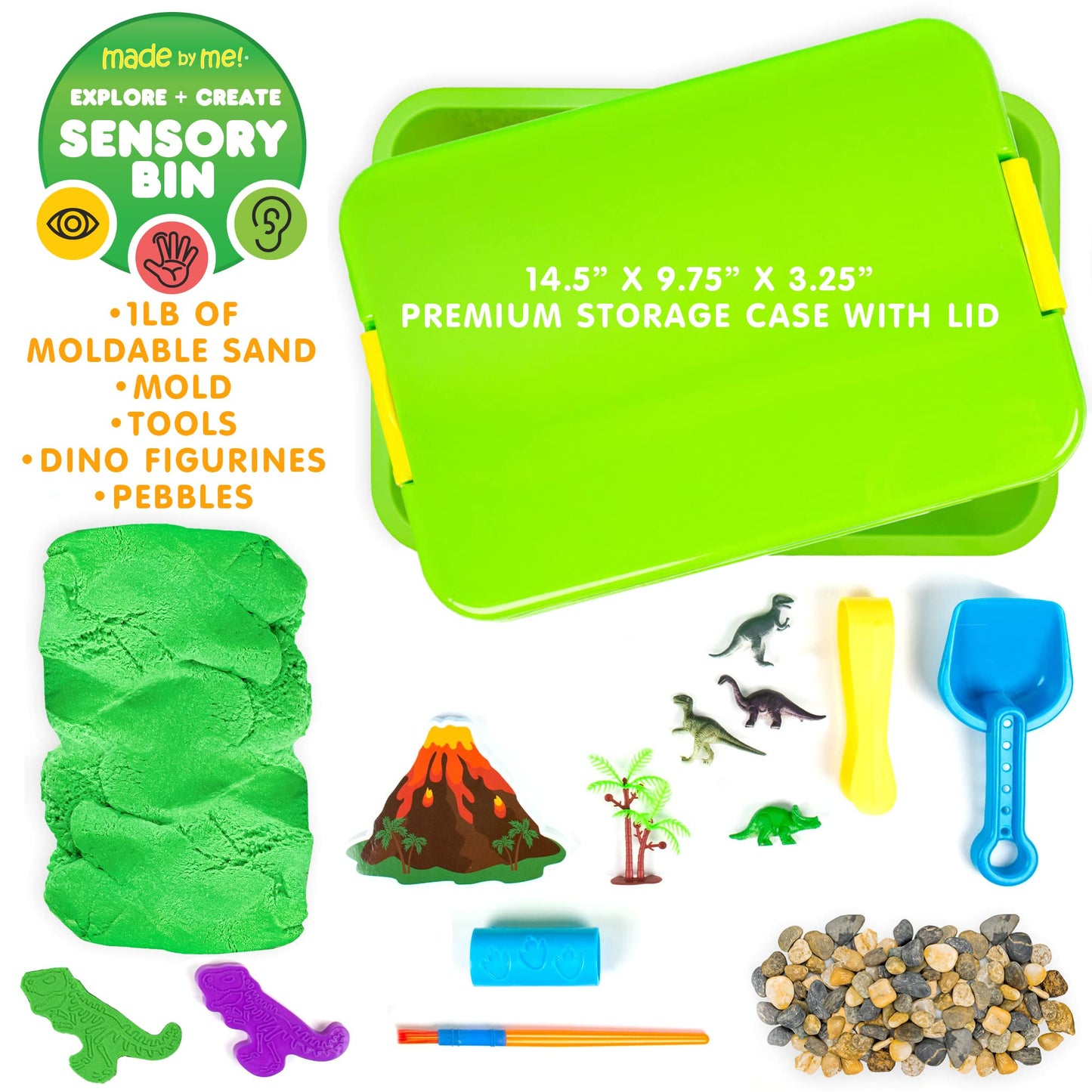 Made By Me Explore + Create Dino Galaxy Sensory Bin, Fun Sensory Bins for Toddlers 3+, All-in-One Tactile Sensory Toys & Dino-Mi