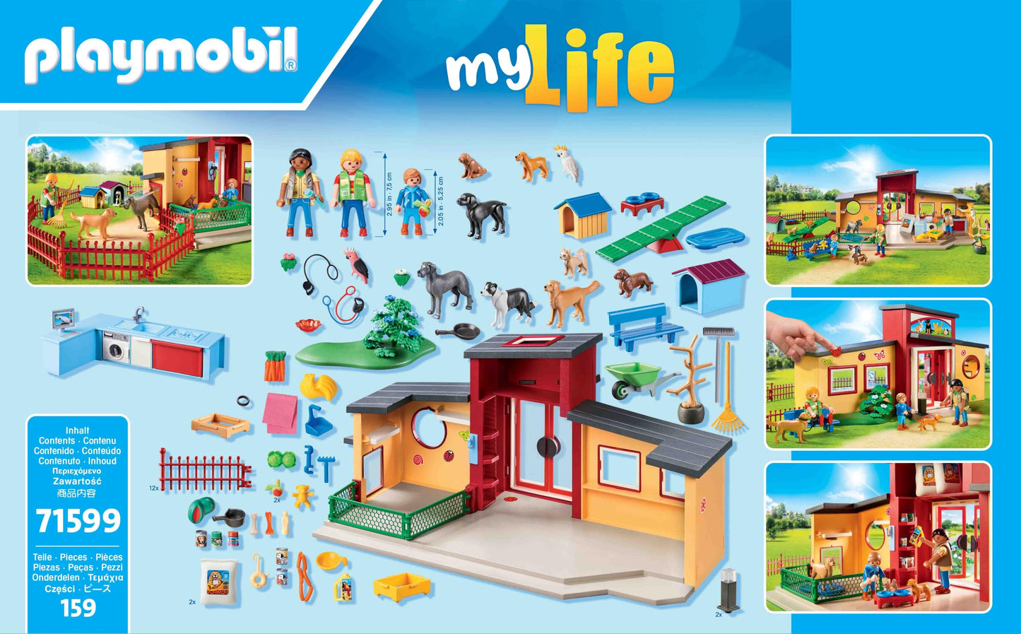 PLAYMOBIL MyLife 71599 Pet Hotel  Large Guest House with 10 Animals  Care Accessories and Decorative Stickers  Toys for Boys and Girls Ages 4