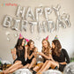 Silver Happy Birthday Balloons Banner, 3D Mylar Foil Letter Birthday Balloons With 6Pcs Star Balloons, Birthday Party Decoration