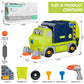 BASUN Take Apart Electric City Clean Truck Toy Set, STEM Plastic Toys for 3-8 Years, Green, DIY with Electric Drill
