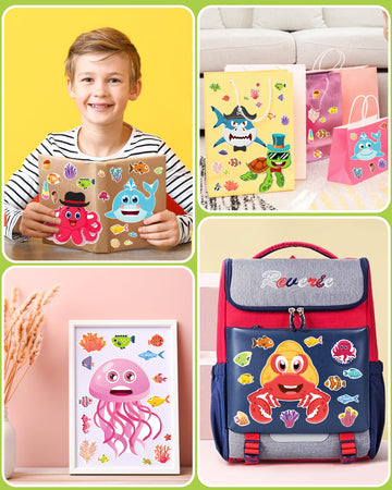 24 Pcs Make Your Own Sea Animal Sticker Sheets For Kids With Animal Party Favors Face Stickers For Kids Crafts Activities Gift B