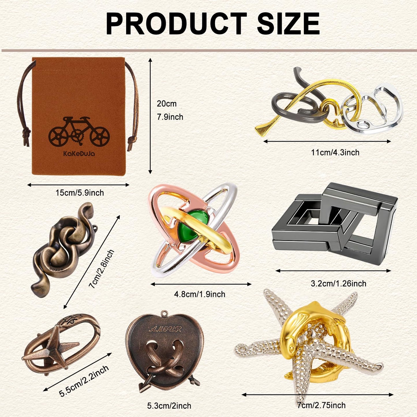 9pcs Metal Puzzle for mature-themed Disentanglement Puzzles Lock Puzzle Games Set Gift for mature-themeds Teenagers