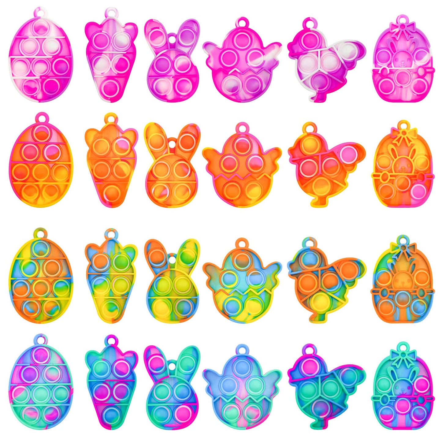24Pcs Easter Mini Fidget Sensory Pop Toys for Kids  Mini Pop Keychains Easter Basket Stuffers Gifts Party Favors Fidget Toy  Silicone Pop Toys for Kids Anxiety Stress Reliever for mature-themed