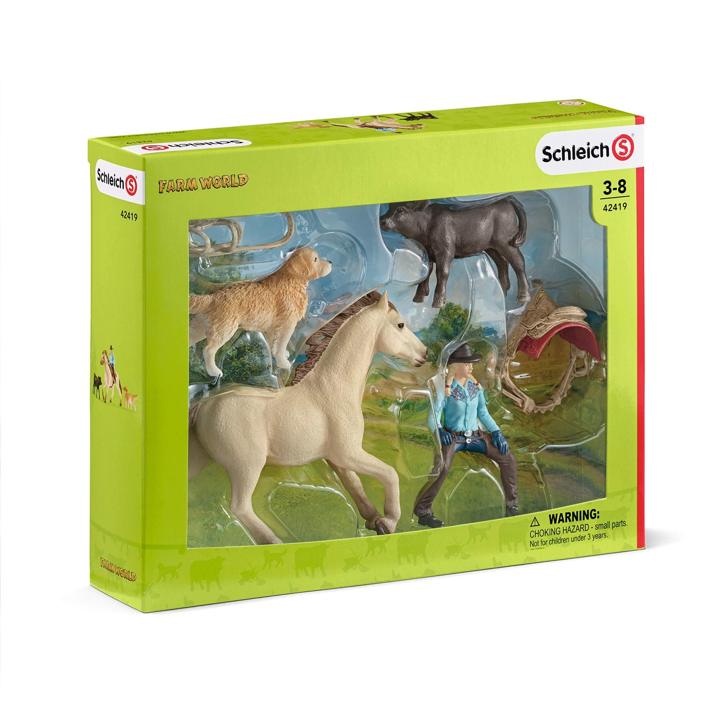 Schleich Western Playset - Cowgirl Figurine With Horse, Cow, Dog And Rodeo Accessories, Realistic Farm Animal Toys, 6-Piece Set For Kids