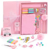 Happy LolliME Pink DIY Journal Kit for Girls - 300+ Pieces! Lockable Fuzzy Diary, Markers, Stickers & Empowering Pages - Gift Bo