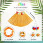 Fortuning's JDS 40cm Girl's Hawaiian Hula Grass Skirt with Flowers Costume for Luau Beach Party Performance Outfits Decor Gold