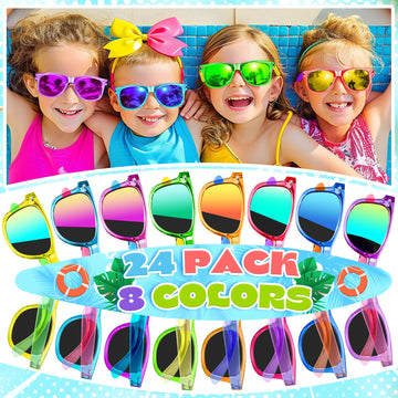 Giftinbox Valentines Kids Sunglasses Bulk, 16 Pack Kids Sunglasses Party Favor With Uv400 Protection, Neon Sunglasses For Boys Girls Goody Bag Stuffers, Beach Pool Birthday Party Favors For Kids 3-8