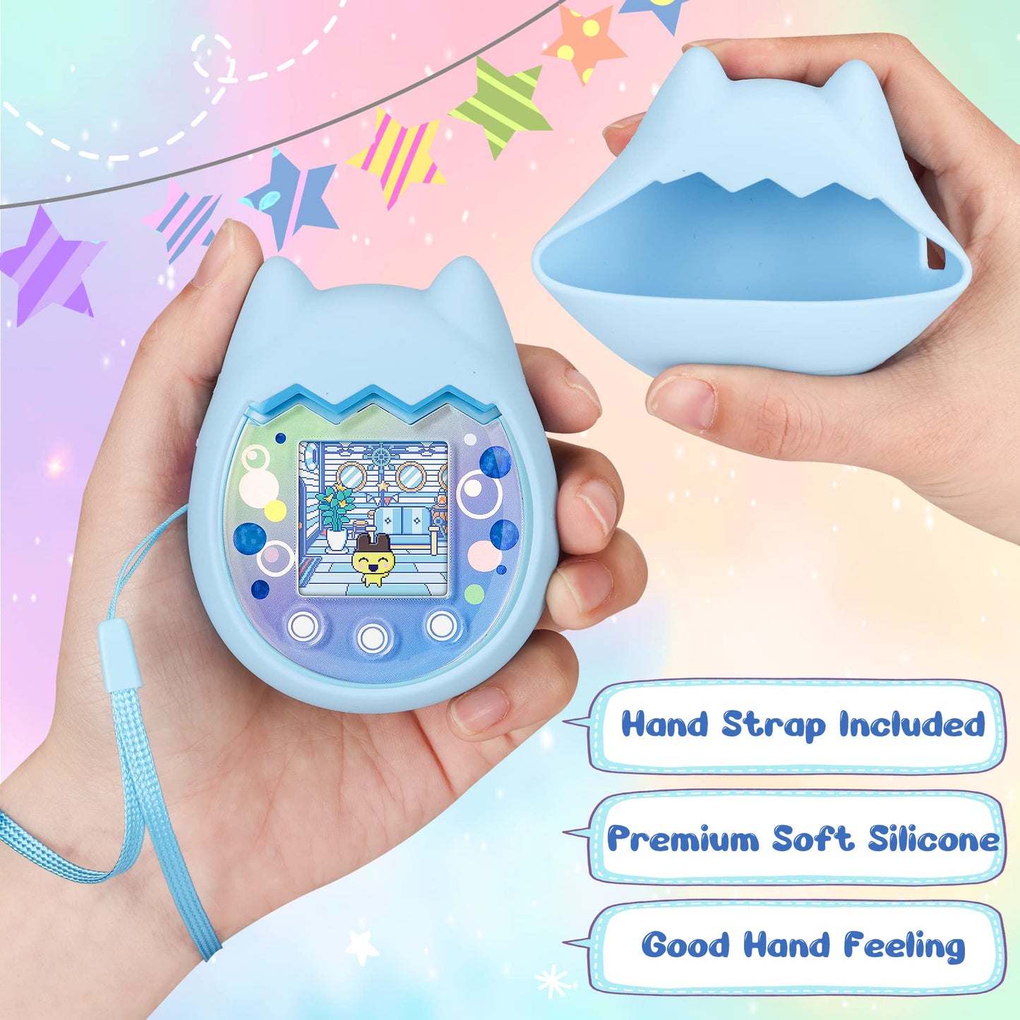 Meetikar Silicone Cover Compatible with Tamagotchi Pix Virtual Pet Game Machine, Protective Sleeve for Tamagotchi Pix with Finge