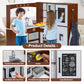 BRINJOY Corner Play Kitchen for Kids, Wooden Toddler Kitchen Playset w/Faucet, Sink, Microwave, Oven, Apron, Blackboard, Storage