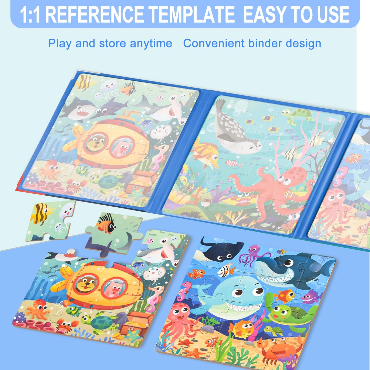 Astaron Magnetic Puzzles For Toddlers, 12-16-20 Pieces Ocean Learning Magnet Puzzles For Road Trip, Educational Travel Toys Car