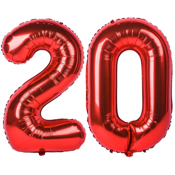 40 In Red Number Balloons Helium Foil Mylar Balloon Birthday Party Banquet Decoration Digital 20