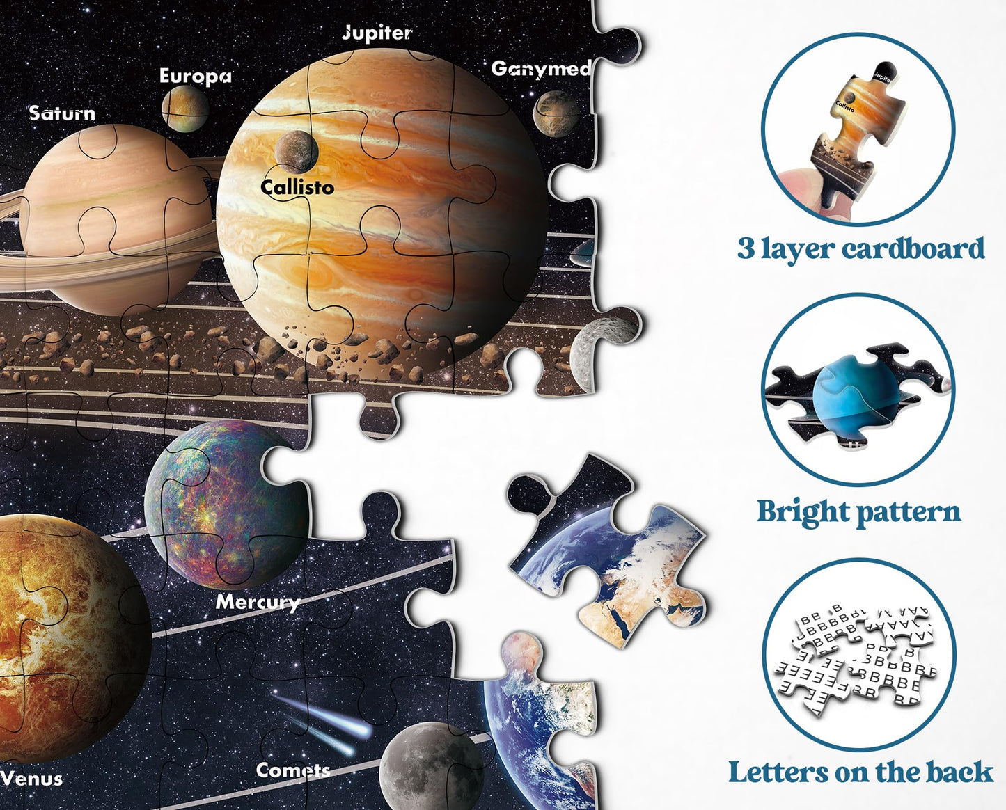 Space Puzzles For Adults, Solar System Planet Jigsaw Puzzles 1000 Pieces, Planet Earth Puzzles As Space Wall Art Decor