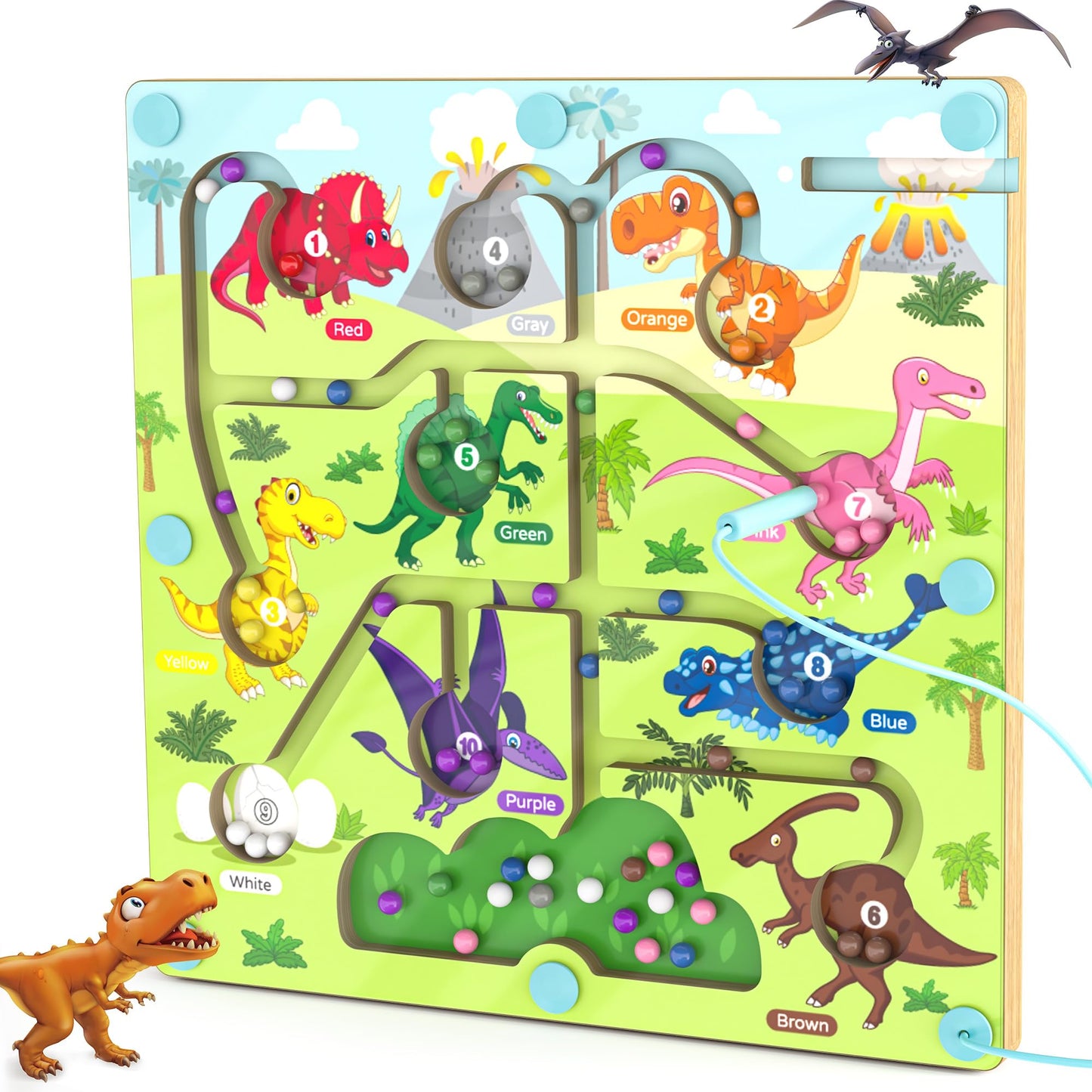 Magnetic Color And Number Maze, Montessori Busy Toys For 2 3 4 5 Year Old, Wooden Puzzle Activity Board, Learning Educational To