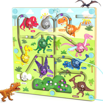 Magnetic Color And Number Maze, Montessori Busy Toys For 2 3 4 5 Year Old, Wooden Puzzle Activity Board, Learning Educational To